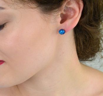 Srebrne kolczyki szkło weneckie opalizujące błękitem Murano 38.  Klasyczna, pięknie mieniąca się w świetle odcieniami błękitu biżuteria może stanowić centralny element  (2).JPG